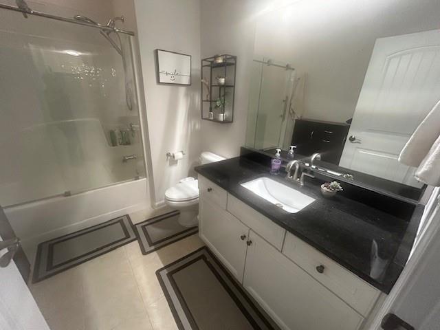 3311 Lindenridge Dr, Buford, GA 30519 - bathroom with vanity, shower / tub combination, and tile patterned flooring