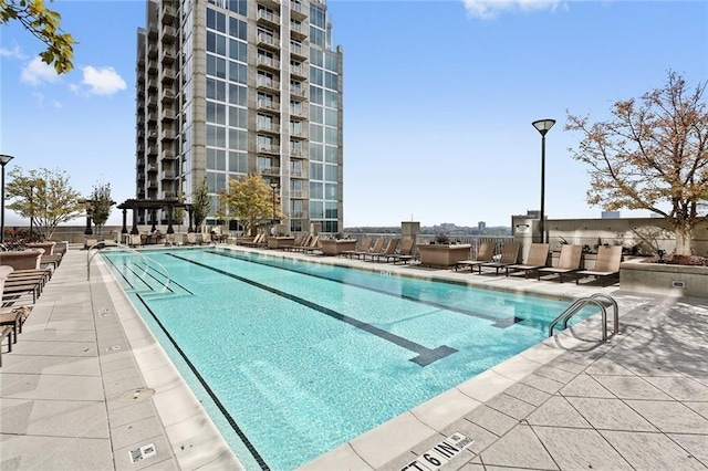 view of pool featuring a patio area