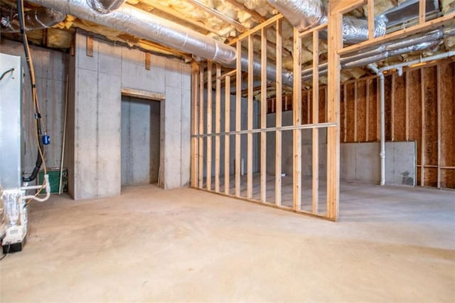 view of unfinished basement