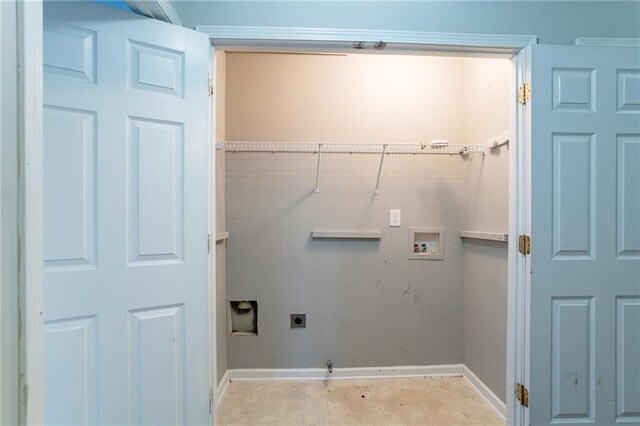 laundry room with washer hookup, electric dryer hookup, and hookup for a gas dryer