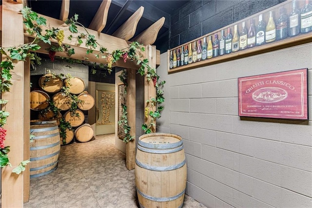 interior details with concrete block wall