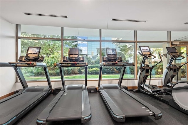 exercise room with visible vents