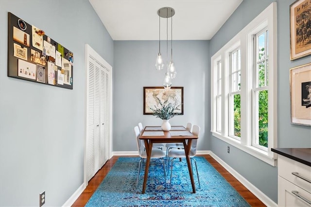 dining room featuring baseboards and dark wood-style flooring