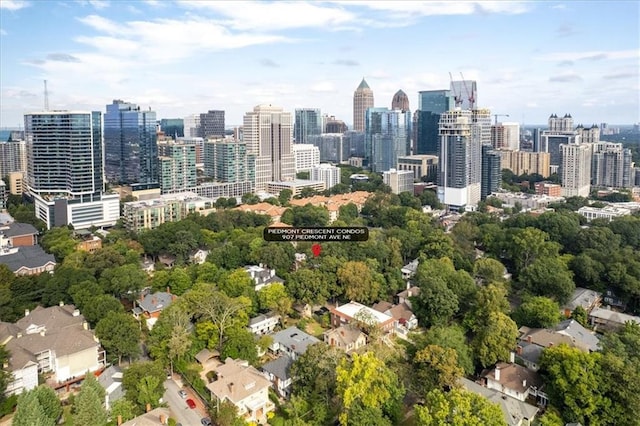 bird's eye view with a view of city