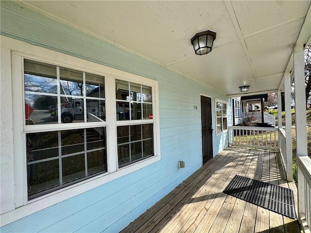 wooden deck with covered porch