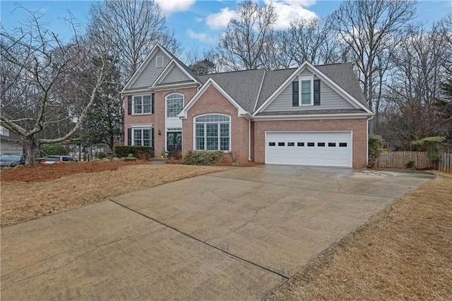 view of front of property featuring a garage