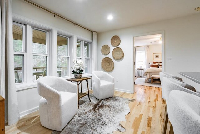 living area featuring light wood-type flooring