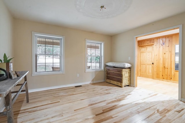 interior space with light hardwood / wood-style flooring