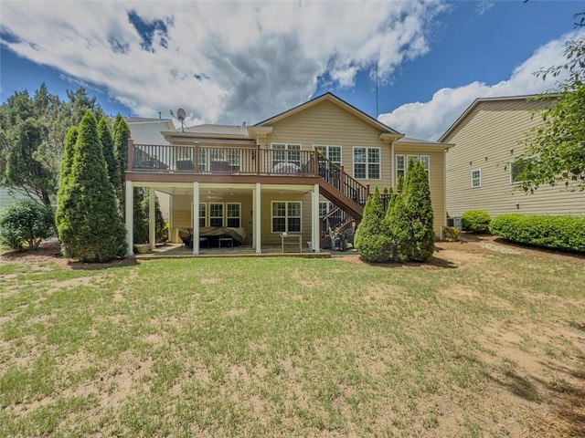 6416 Hickory Springs Cir, Hoschton, GA 30548 - rear view of property with a deck, a yard, stairway, and a patio area