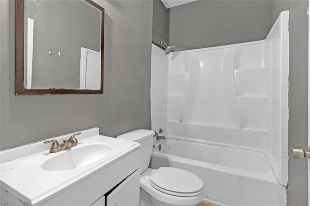 full bathroom with toilet, vanity, and  shower combination