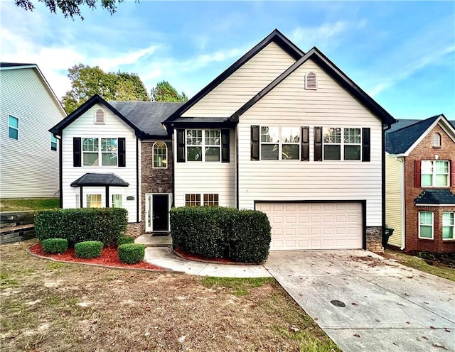 front facade with a garage