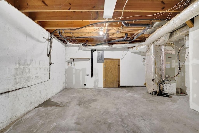 unfinished basement with heating unit