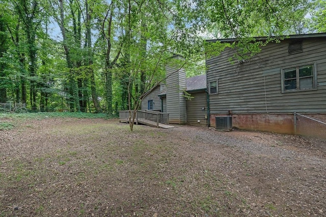 view of yard featuring central AC