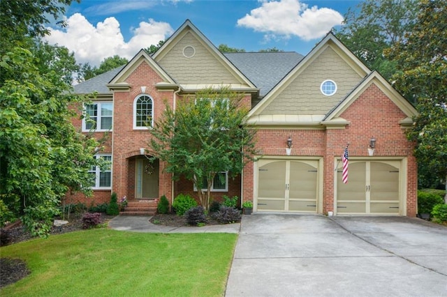 3423 Mulberry Lane Ct, Dacula, GA 30019 - view of front facade with driveway, brick siding, and a front yard