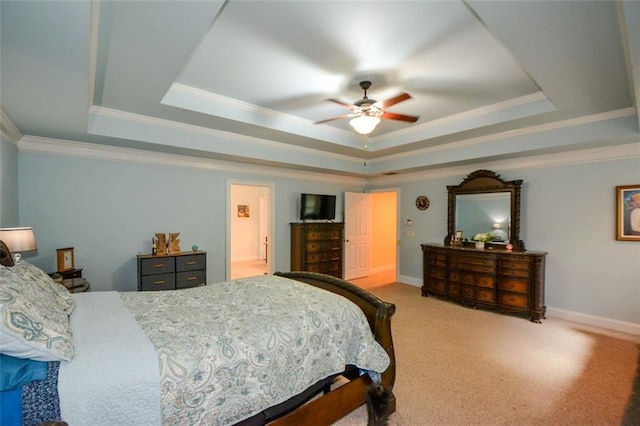 3423 Mulberry Lane Ct, Dacula, GA 30019 - carpeted bedroom with a raised ceiling, ornamental molding, and a ceiling fan