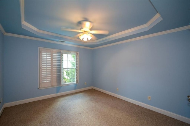 3423 Mulberry Lane Ct, Dacula, GA 30019 - carpeted empty room with a raised ceiling, ceiling fan, and ornamental molding