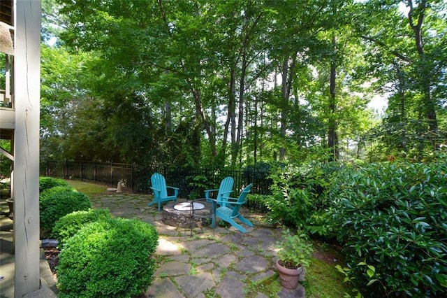 3423 Mulberry Lane Ct, Dacula, GA 30019 - view of patio / terrace featuring an outdoor fire pit