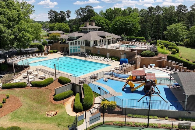 community pool with fence