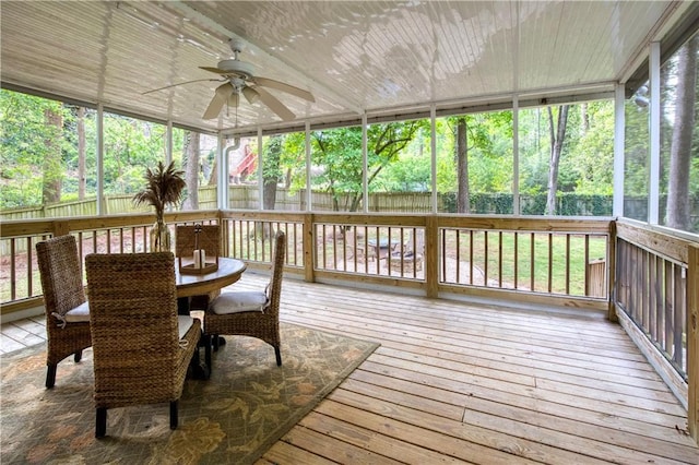 3719 Northbrook Ct, Atlanta, GA 30340 - sunroom with a ceiling fan and outdoor dining space