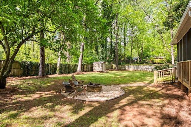 3719 Northbrook Ct, Atlanta, GA 30340 - view of yard with an outdoor fire pit and a sunroom