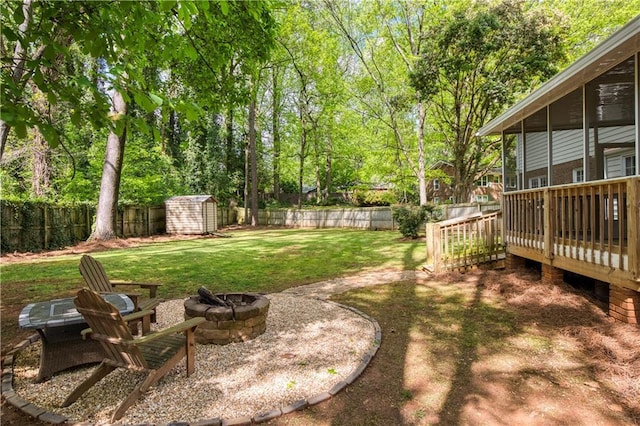 3719 Northbrook Ct, Atlanta, GA 30340 - view of yard with an outdoor fire pit and a deck