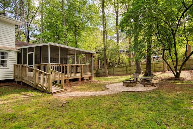 3719 Northbrook Ct, Atlanta, GA 30340 - view of yard featuring a sunroom and a fire pit