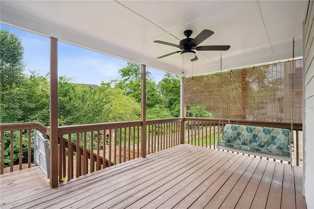130 White Sands Ct, Suwanee, GA 30024 - wooden terrace with a ceiling fan