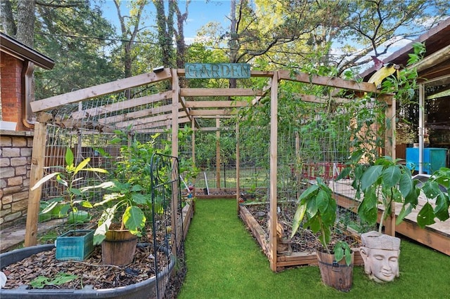 view of yard featuring a garden