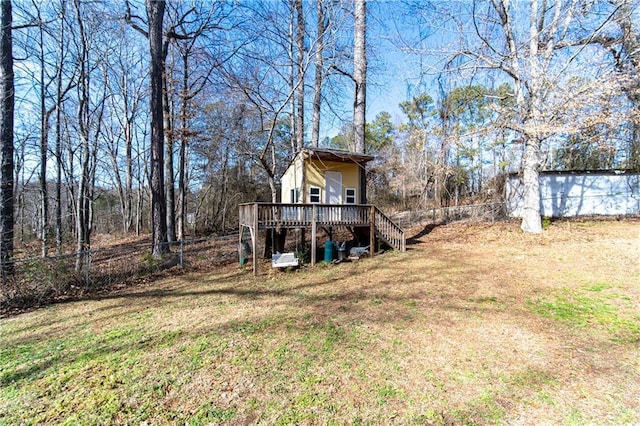 view of yard featuring a deck