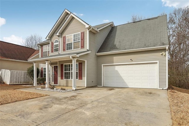 view of front facade featuring a garage