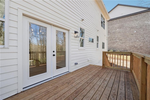 wooden terrace with french doors