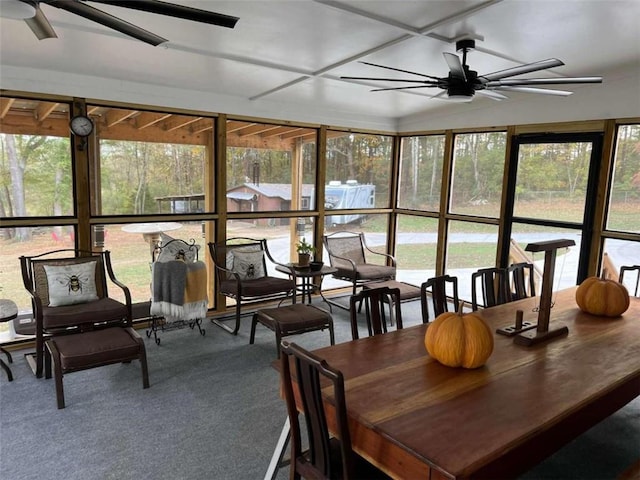 sunroom with a ceiling fan