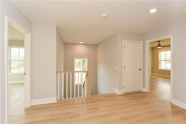 hall featuring light wood-type flooring