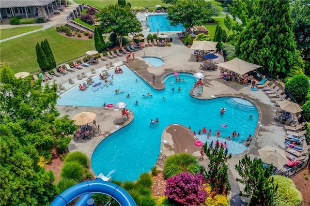 6410 Crosscreek Ln, Flowery Branch, GA 30542 - drone / aerial view of a pool area