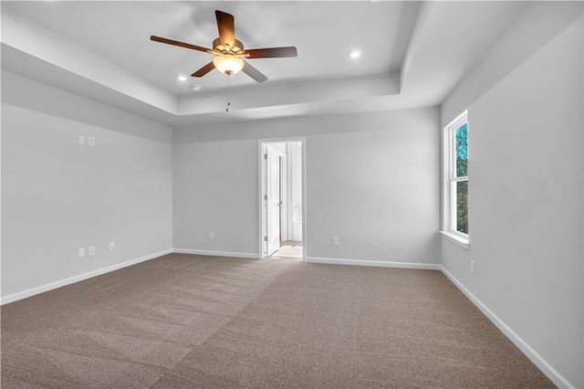 16 Grove Pointe Way SE, Cartersville, GA 30120 - carpeted spare room featuring a raised ceiling, recessed lighting, ceiling fan, and baseboards