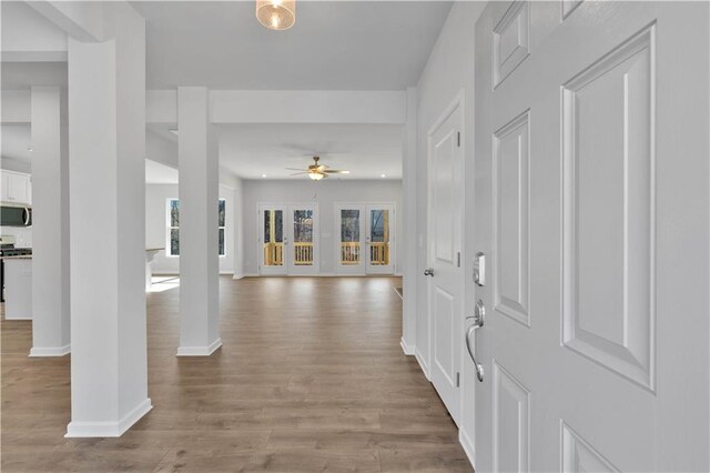 16 Grove Pointe Way SE, Cartersville, GA 30120 - entryway featuring ceiling fan, wood finished floors, and baseboards