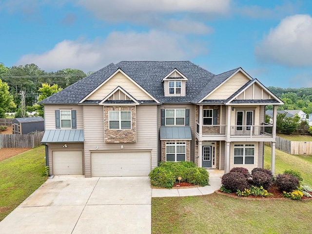 3631 Guinevere Trce, Douglasville, GA 30135 - view of front facade featuring a balcony, a garage, concrete driveway, and a shingled roof