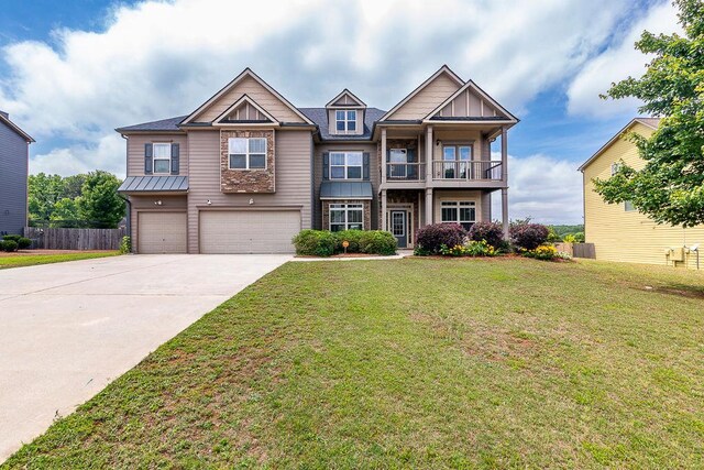 3631 Guinevere Trce, Douglasville, GA 30135 - craftsman-style home with an attached garage, driveway, and a balcony