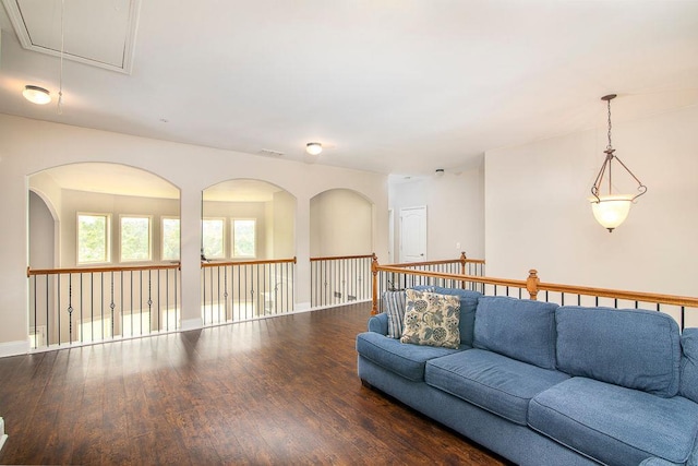 3631 Guinevere Trce, Douglasville, GA 30135 - living area with attic access and wood finished floors