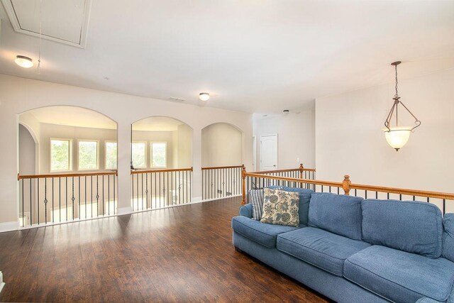 3631 Guinevere Trce, Douglasville, GA 30135 - living area with attic access and wood finished floors