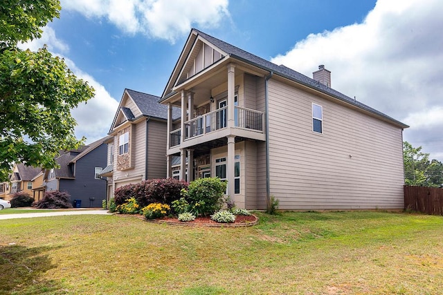 3631 Guinevere Trce, Douglasville, GA 30135 - view of property exterior featuring a balcony, a chimney, and a garage