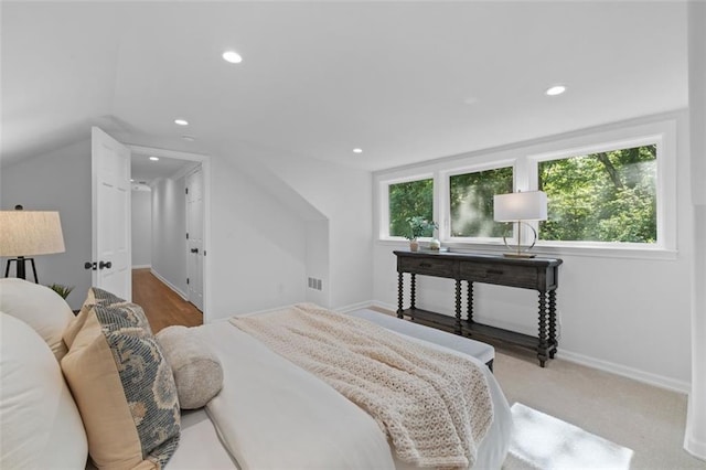 5143 Meadowlake Ln, Dunwoody, GA 30338 - bedroom with recessed lighting, vaulted ceiling, and baseboards