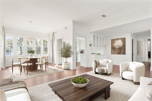 1585 S Ponce De Leon Ave NE Unit 20, Atlanta, GA 30307 - living area featuring light wood-style floors and ornamental molding