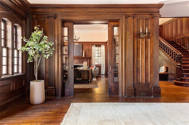 1585 S Ponce De Leon Ave NE Unit 20, Atlanta, GA 30307 - common area with ornamental molding, stairs, and wooden walls