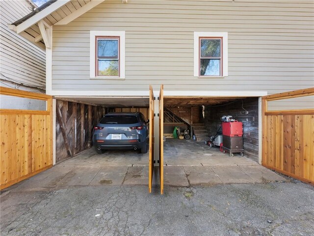 view of garage