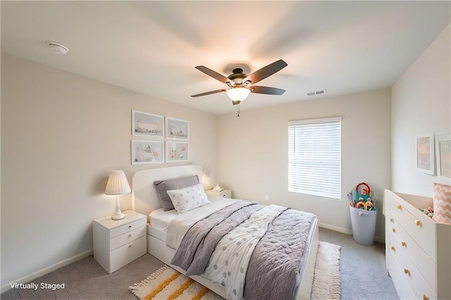 249 Creekview Way, Dallas, GA 30132 - bedroom featuring light carpet, baseboards, and a ceiling fan