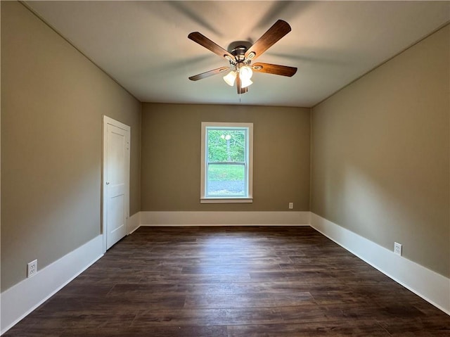 8245 Pleasant Grove Cir, Gainesville, GA 30506 - empty room with a ceiling fan, baseboards, and dark wood-type flooring