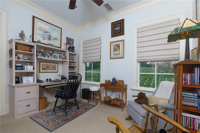 351 NE Washington Ave NE Unit 307, Marietta, GA 30060 - home office featuring carpet, crown molding, and a ceiling fan