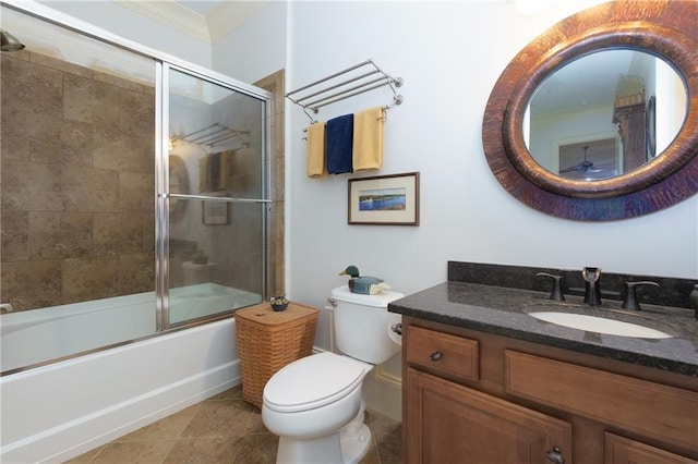 351 NE Washington Ave NE Unit 307, Marietta, GA 30060 - bathroom with toilet, vanity, combined bath / shower with glass door, and ornamental molding
