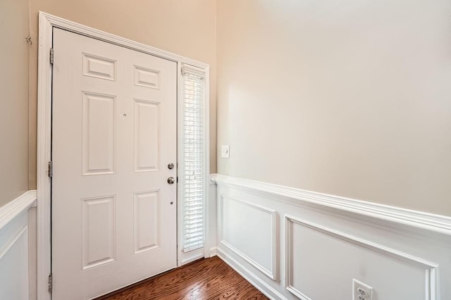 foyer entrance with hardwood / wood-style flooring